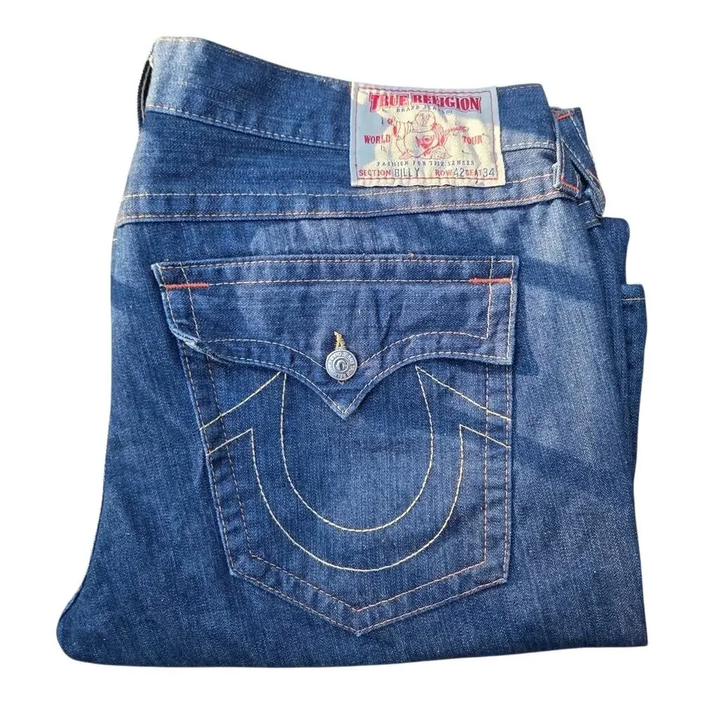 Vintage Y2K True Religion Billy Super T Men's Flare Bootcut Jeans Size 42X34